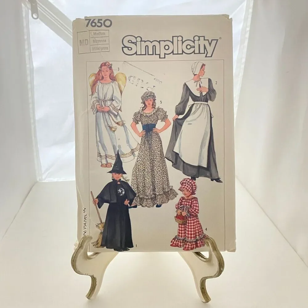 #7650 Simplicity Misses  Girls maid witch angel Costumes Sewing Pattern Size M